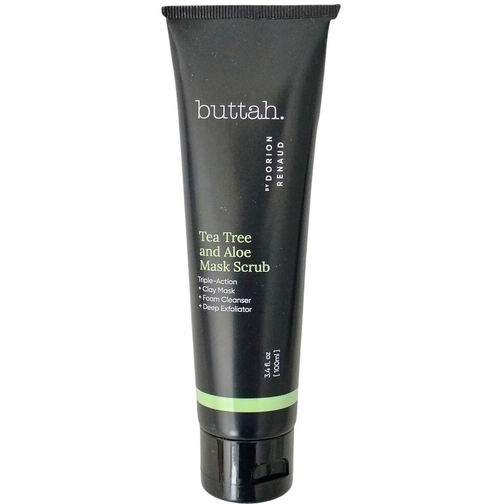 Buttah Tea Tree Aloe Mask Scrub Treat Cleanse Exfoliate Melanin Skin Type 3.4 oz